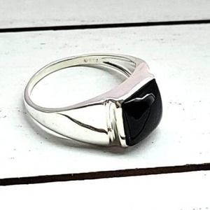 925 Sterling Silver Men's Black Onyx Ring